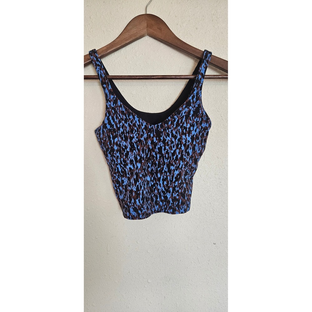 Lululemon Align Tank Top‎ Blue Brown Camo Abstract Print Built-in Bra Cropped